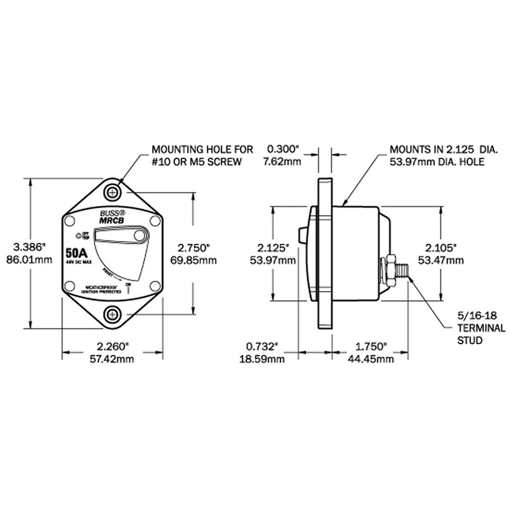 CIRCUIT BREAKER - 12V 25A - BLUE SEA 7035