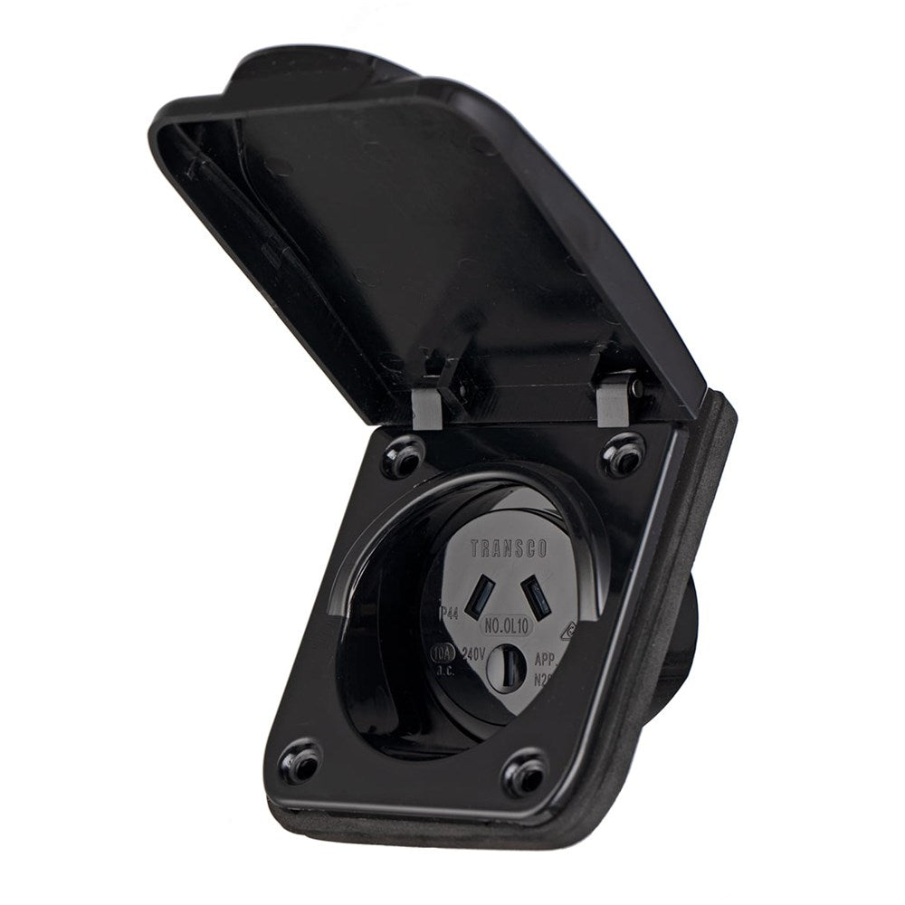 10 AMP POWER OUTLET BLACK TRANSCO