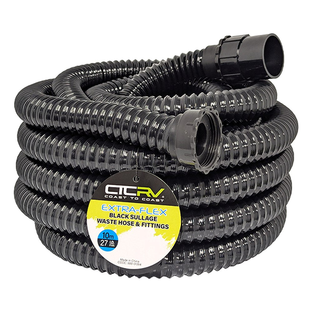 EXTRA-FLEX SULLAGE WASTE HOSE WITH 40mm FITTINGS 10M ROLL - 27mm I.D.