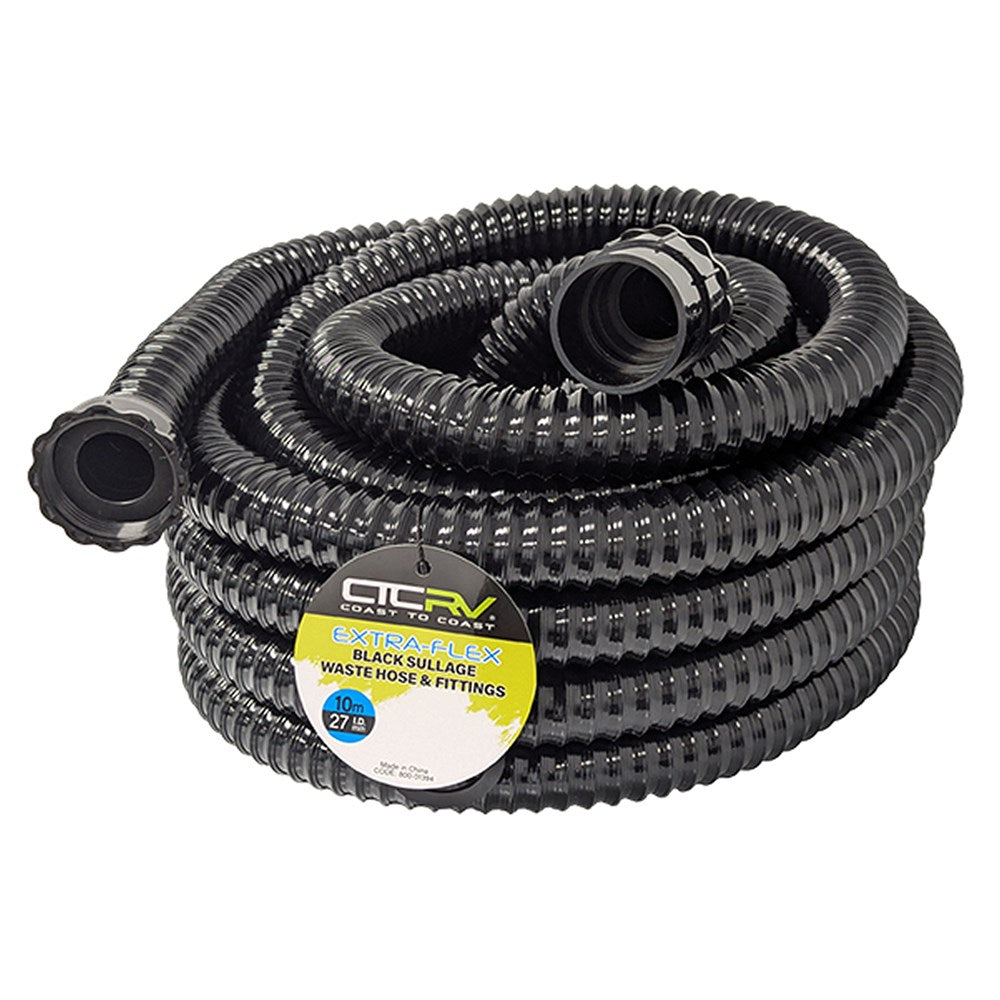 EXTRA-FLEX SULLAGE WASTE HOSE WITH 40mm FITTINGS 10M ROLL - 27mm I.D.