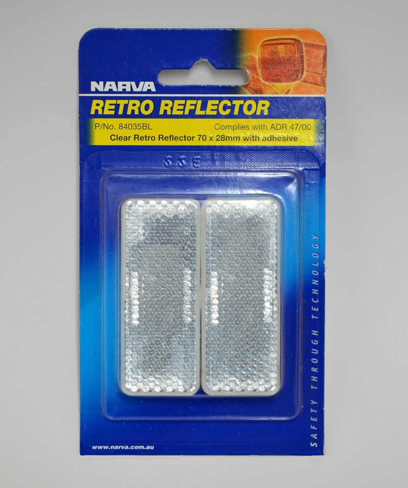 REFLECTOR CLEAR 70 x 28mm NARVA STICK ON