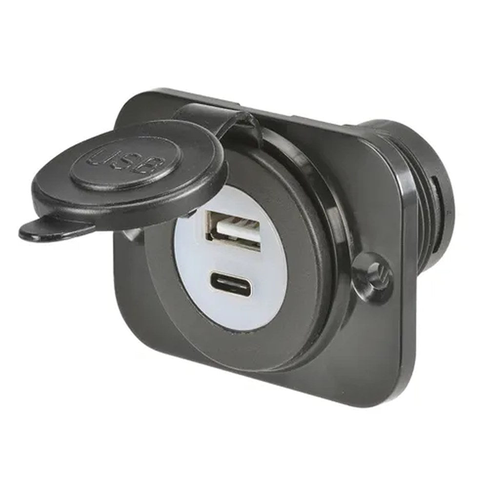 NARVA HEAVY DUTY USB-A / USB-C SOCKET BLACK
