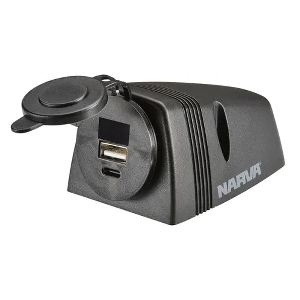 NARVA USB-A / USB-C SINGLE SOCKET SURFACE MOUNT BLACK