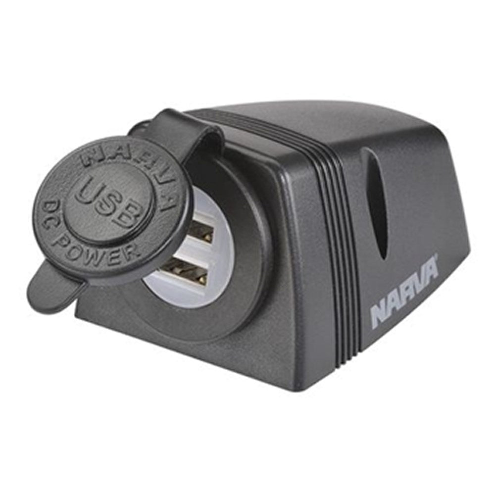NARVA SURFACE MOUNT DUAL USB SOCKET 81154BL BLACK