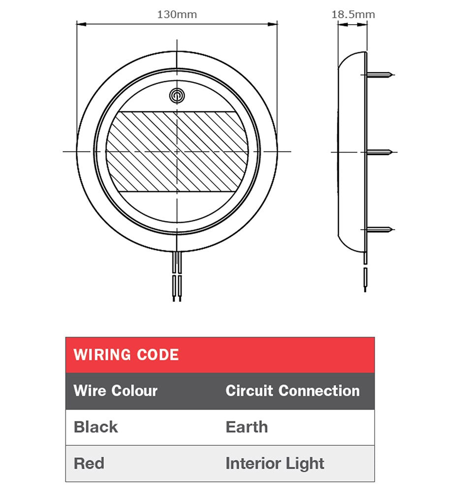 LED INTERIOR LIGHT 5" ROUND 10-30V