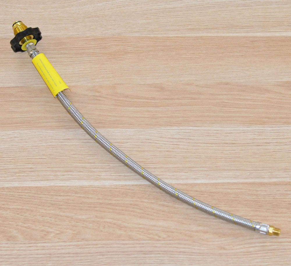 GAS PIGTAIL 450mm x 8mm ID BRAIDED POL HAND x 1/4 INV FL